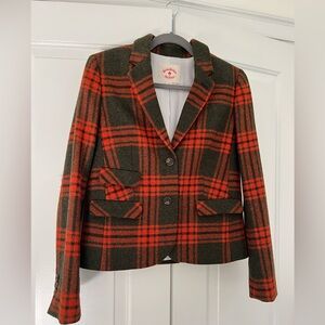 Brooks Brothers orange and olive green Plaid Blazer